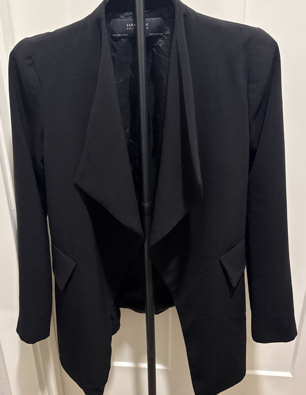 ZARA BASIC COLLECTION Black Open Front Blazer Women Size M - Classic